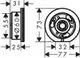 Axor Verlängerungsteil mit sichtbaren Maßen, dargestellt in Seiten- und Draufsicht, geeignet für einen 1-Loch-Waschtischmischer im Unterputz.